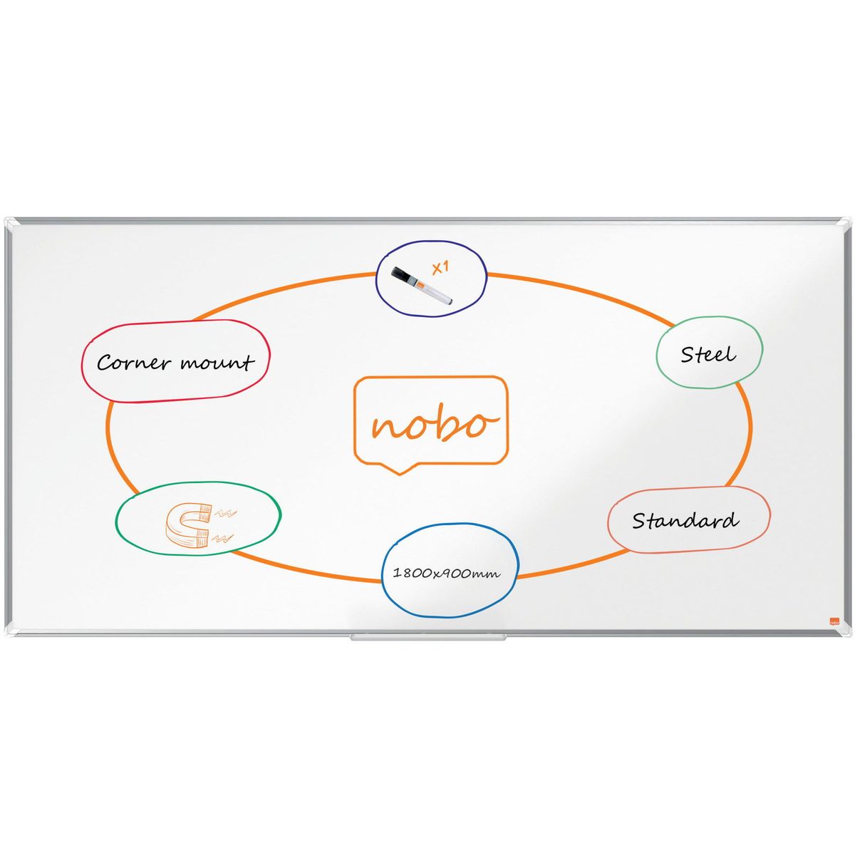 Nobo Premium Plus stål whiteboard 180x90cm hvid