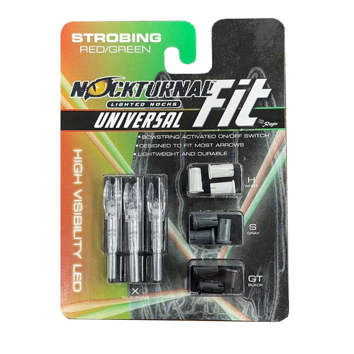 Nockturnal - Lysnock universal-nock 3/pk-Strobe blå/grøn