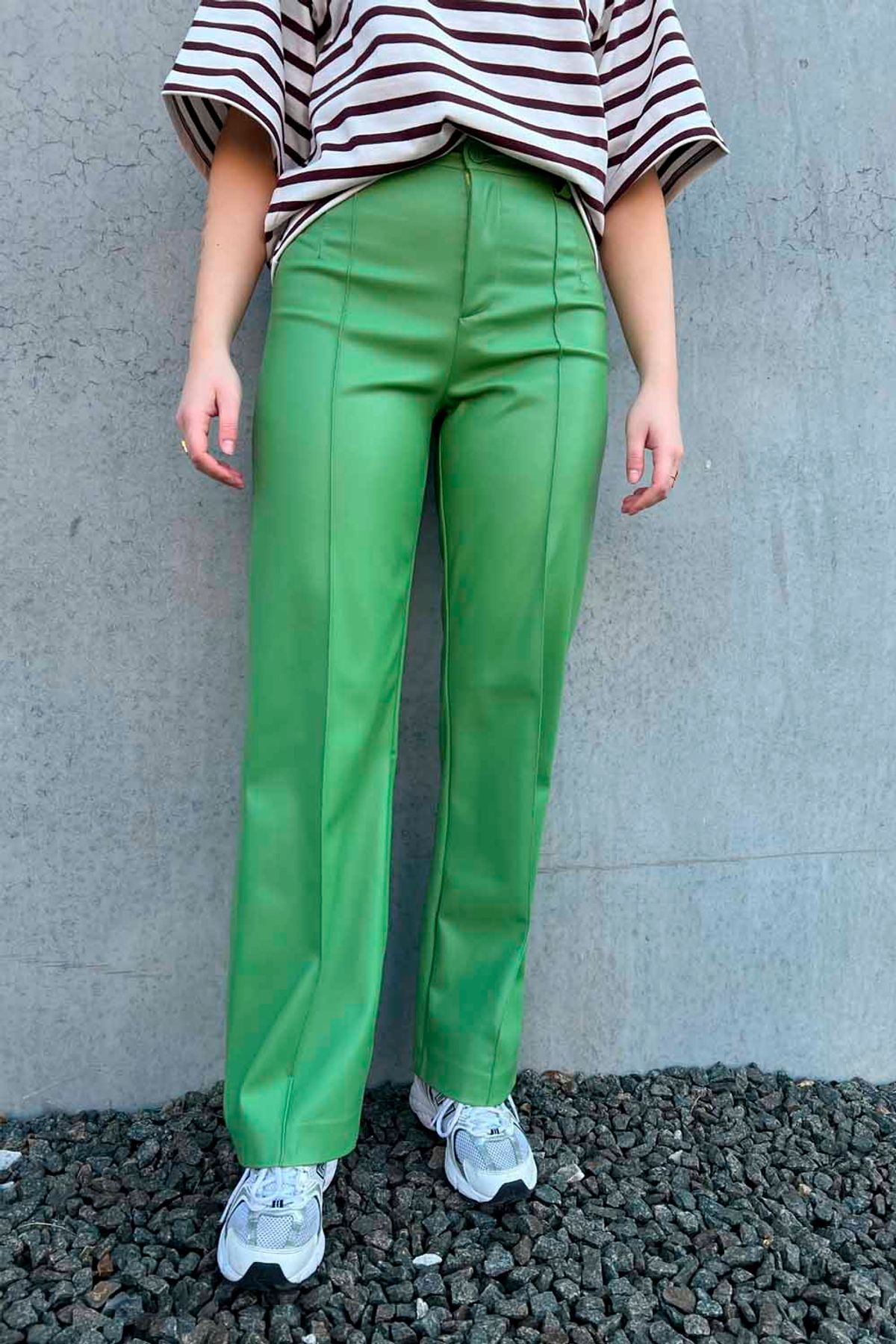 NoraIR Faux Leather Pants - Green - irréel - Grøn M