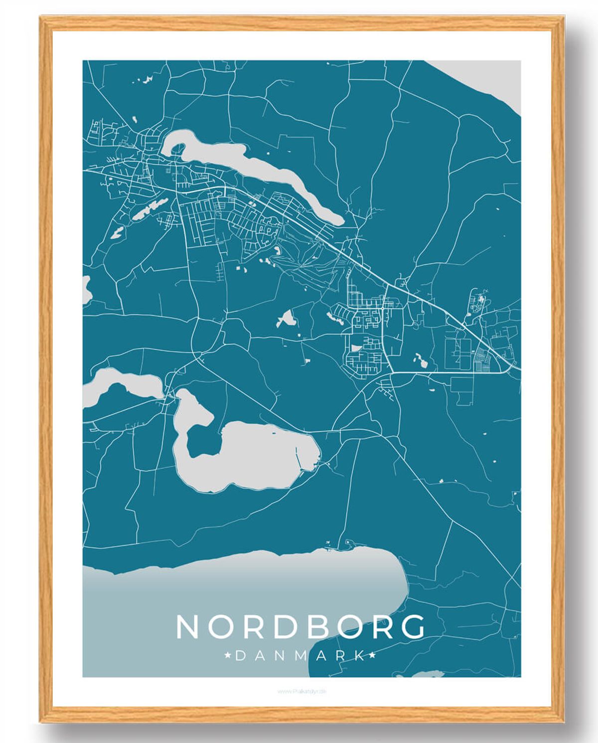 Nordborg by plakat - blå (Størrelse: L - 50x70cm (B2))