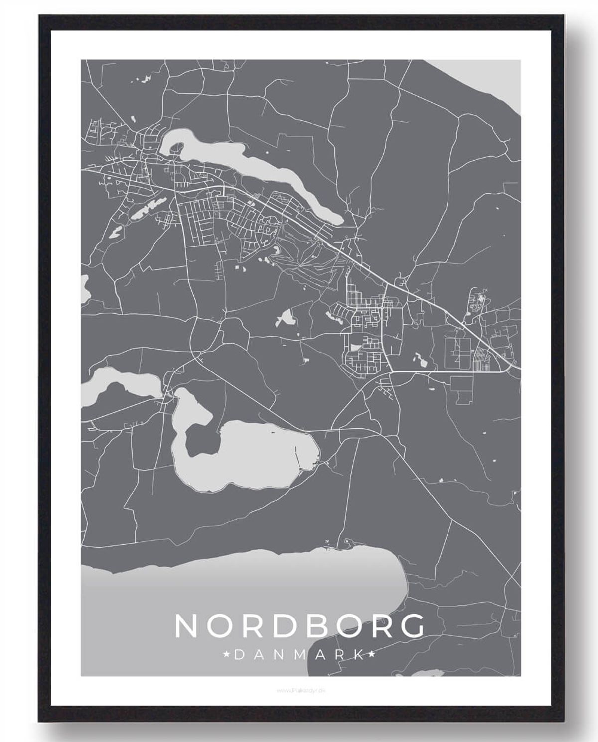 Nordborg by plakat - grå (Størrelse: L - 50x70cm (B2))