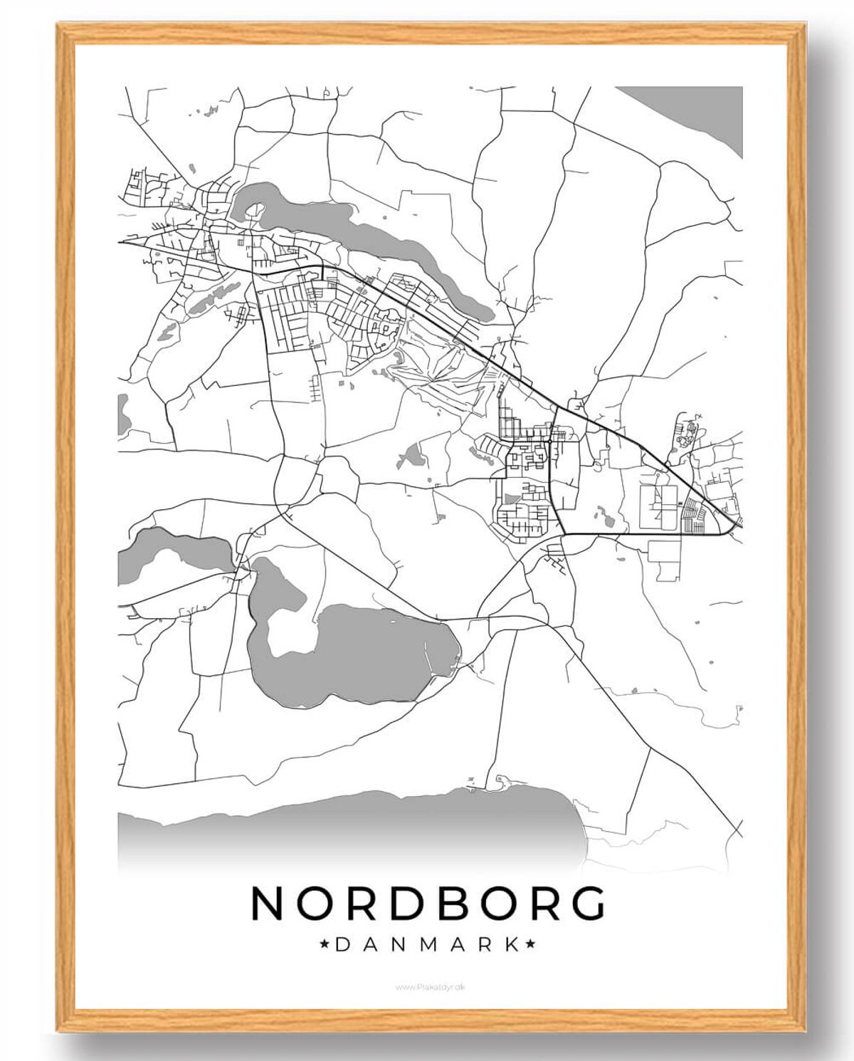 Nordborg by plakat - hvid (Størrelse: L - 50x70cm (B2))