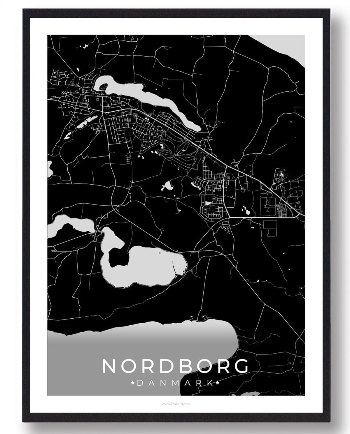 Nordborg by plakat - sort (Størrelse: L - 50x70cm (B2))