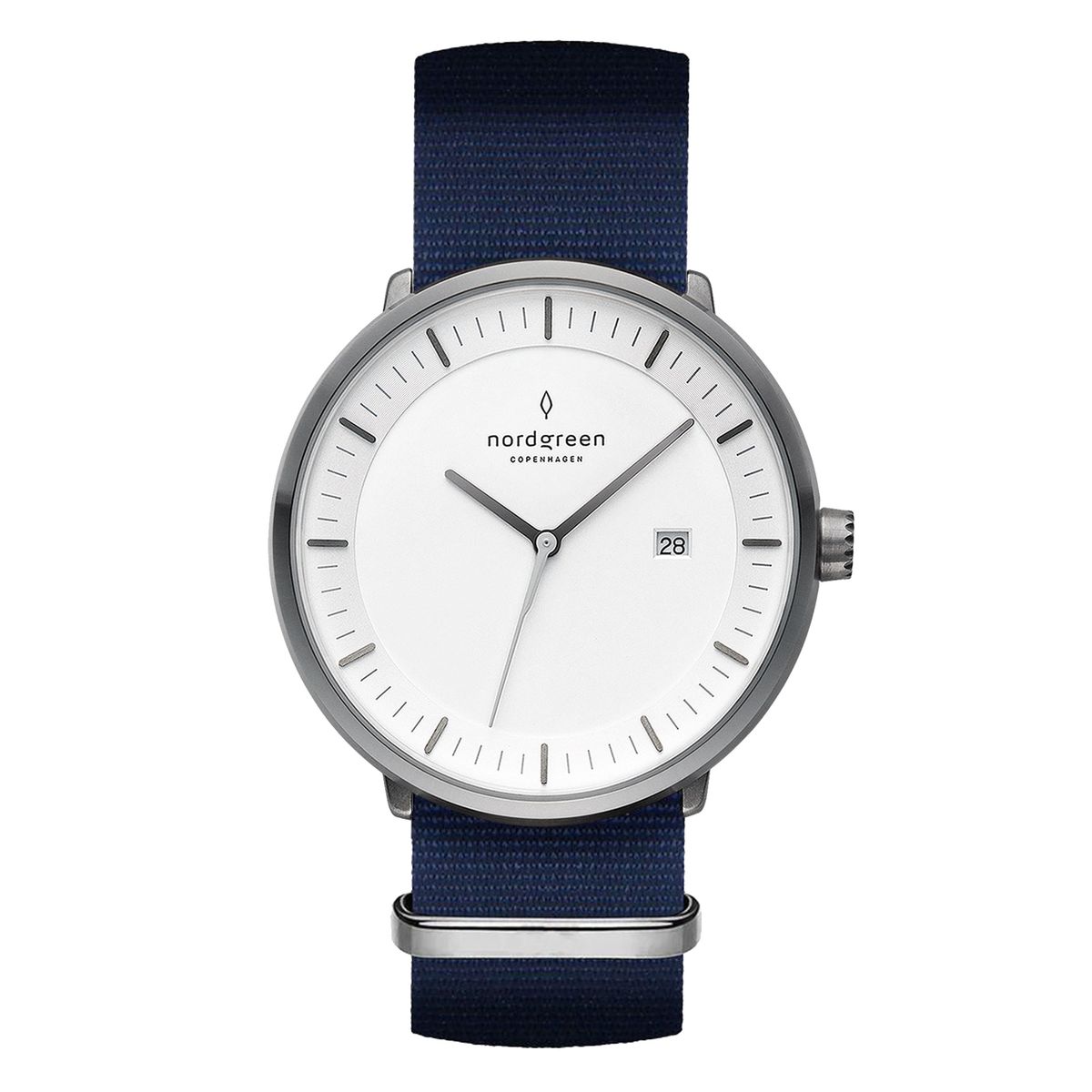 Nordgreen Philosopher ur i gun metal med navy natorem, Ø40mm