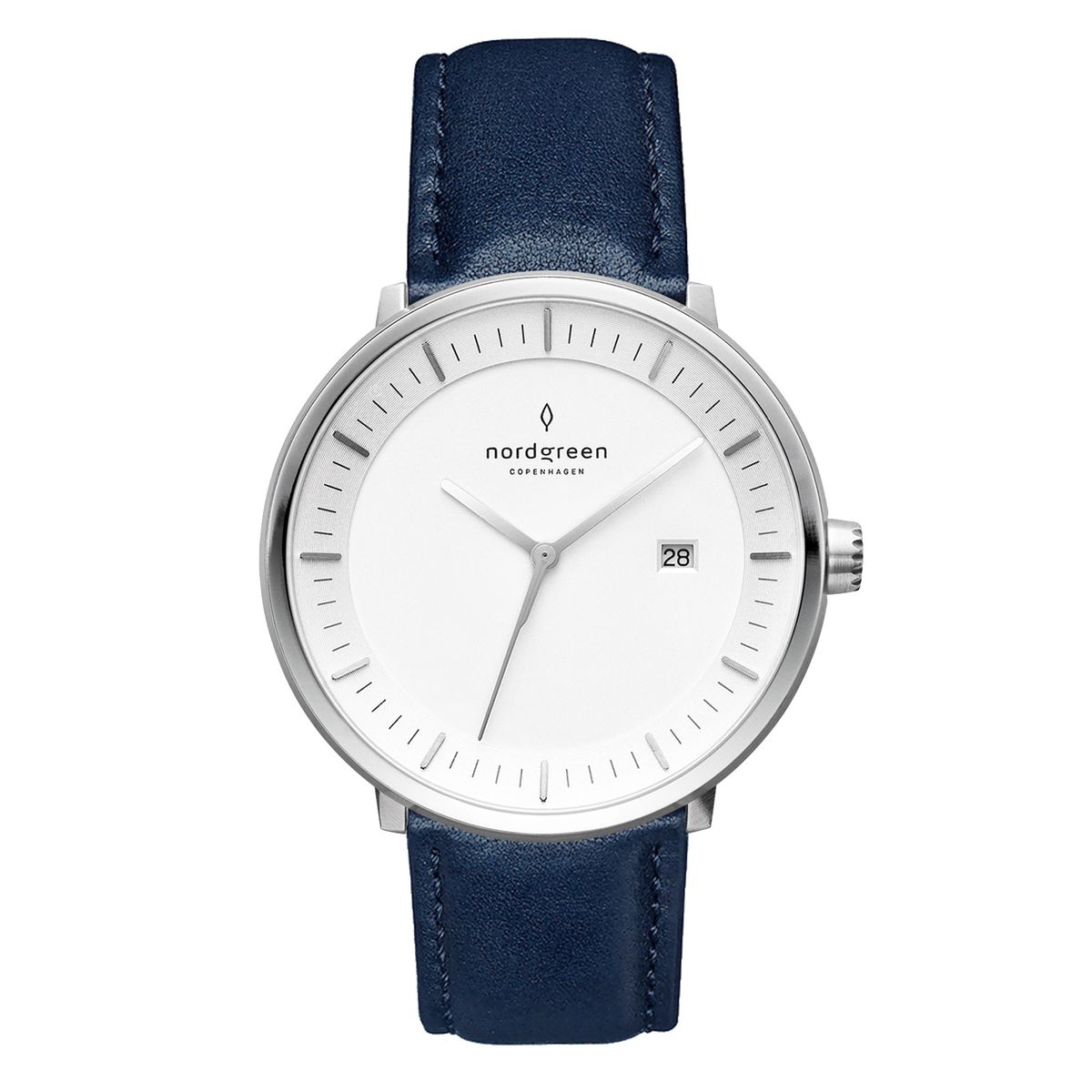 Nordgreen Philosopher ur i stål med navy rem, Ø40mm