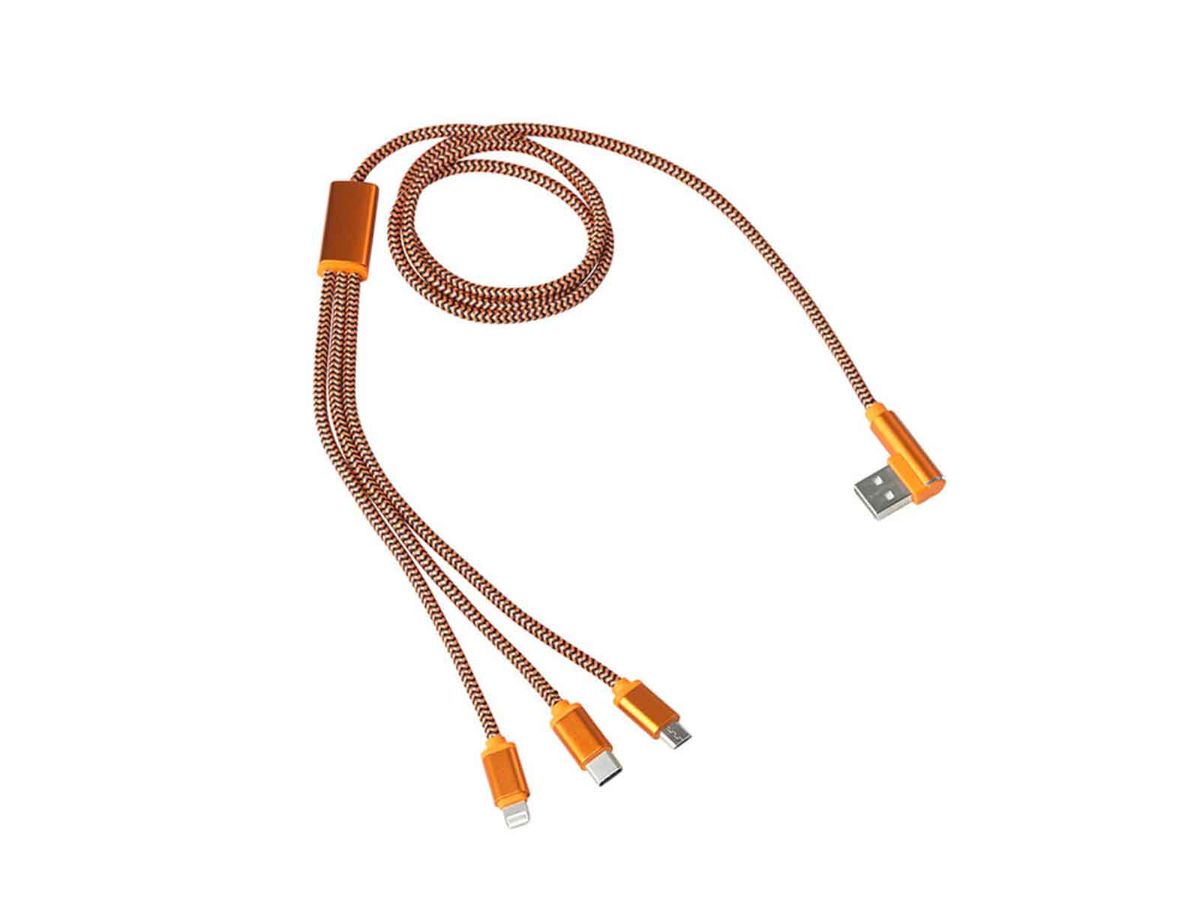 Nordic Heat 3i1 USB Multi ladekabel USB-C/iPhone/Micro USB