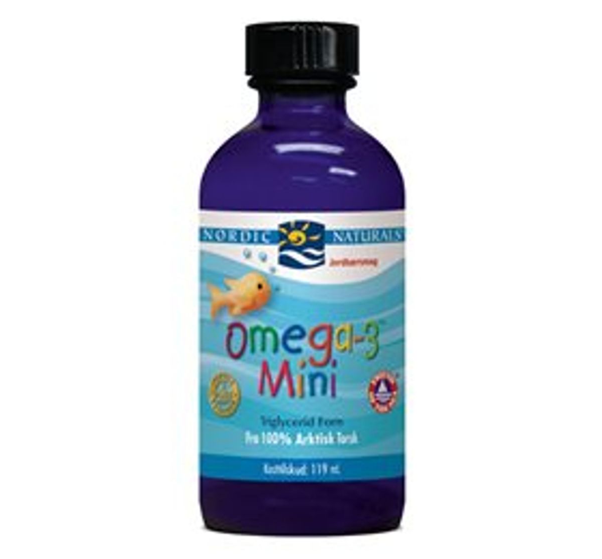 Nordic Naturals Omega 3 mini m. jordbærsmag &bull; 119ml.