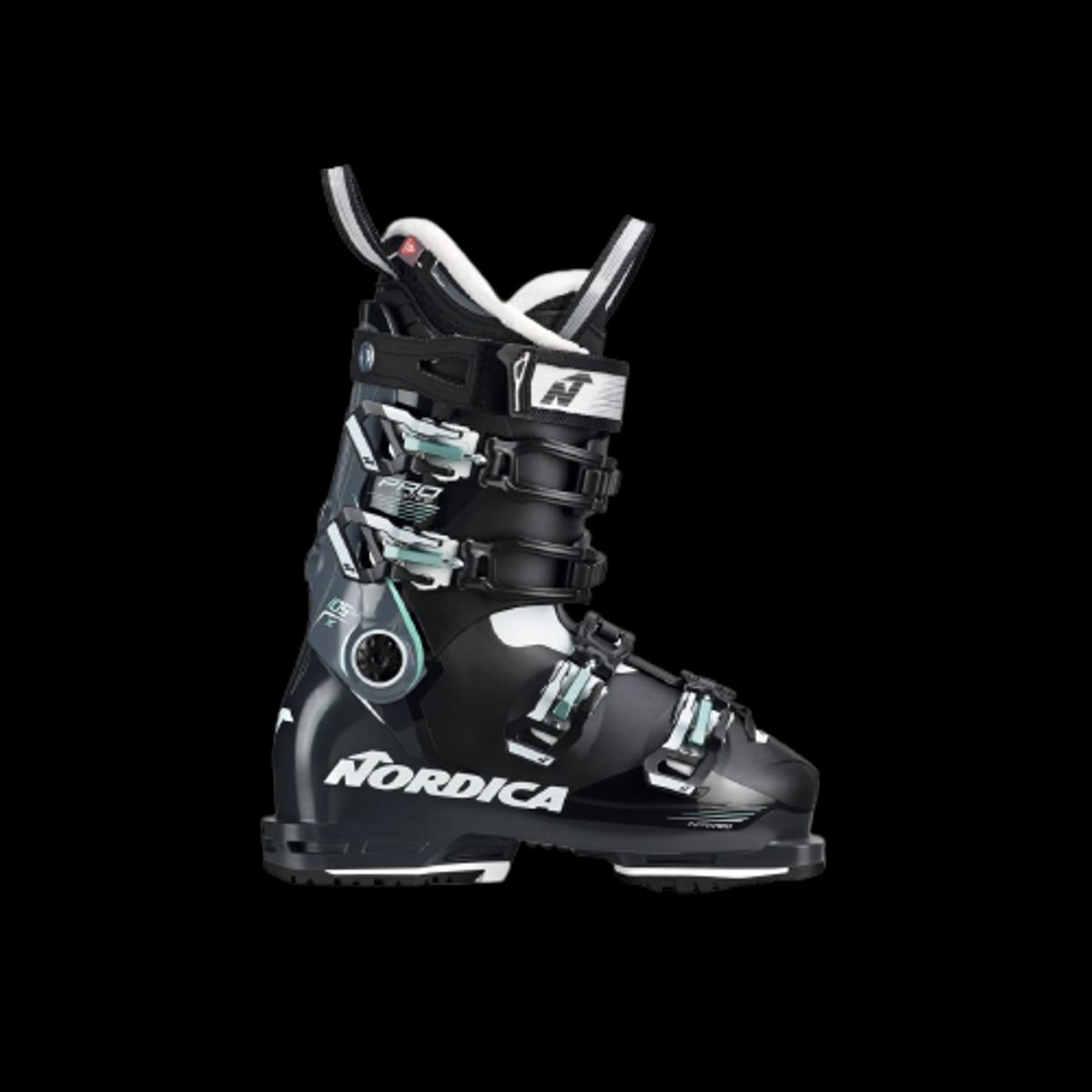 Nordica Pro Machine 105 X W (Gw) Dame Skistøvle (Farve: 7t6 Black-white-light Blue, Størrelse: 24.5)