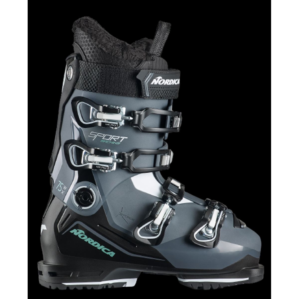 Nordica Sportmachine 3 75 X W (Gw) Skistøvle Dame (Farve: 047 Anthracite-black-green, Størrelse: 24.5)