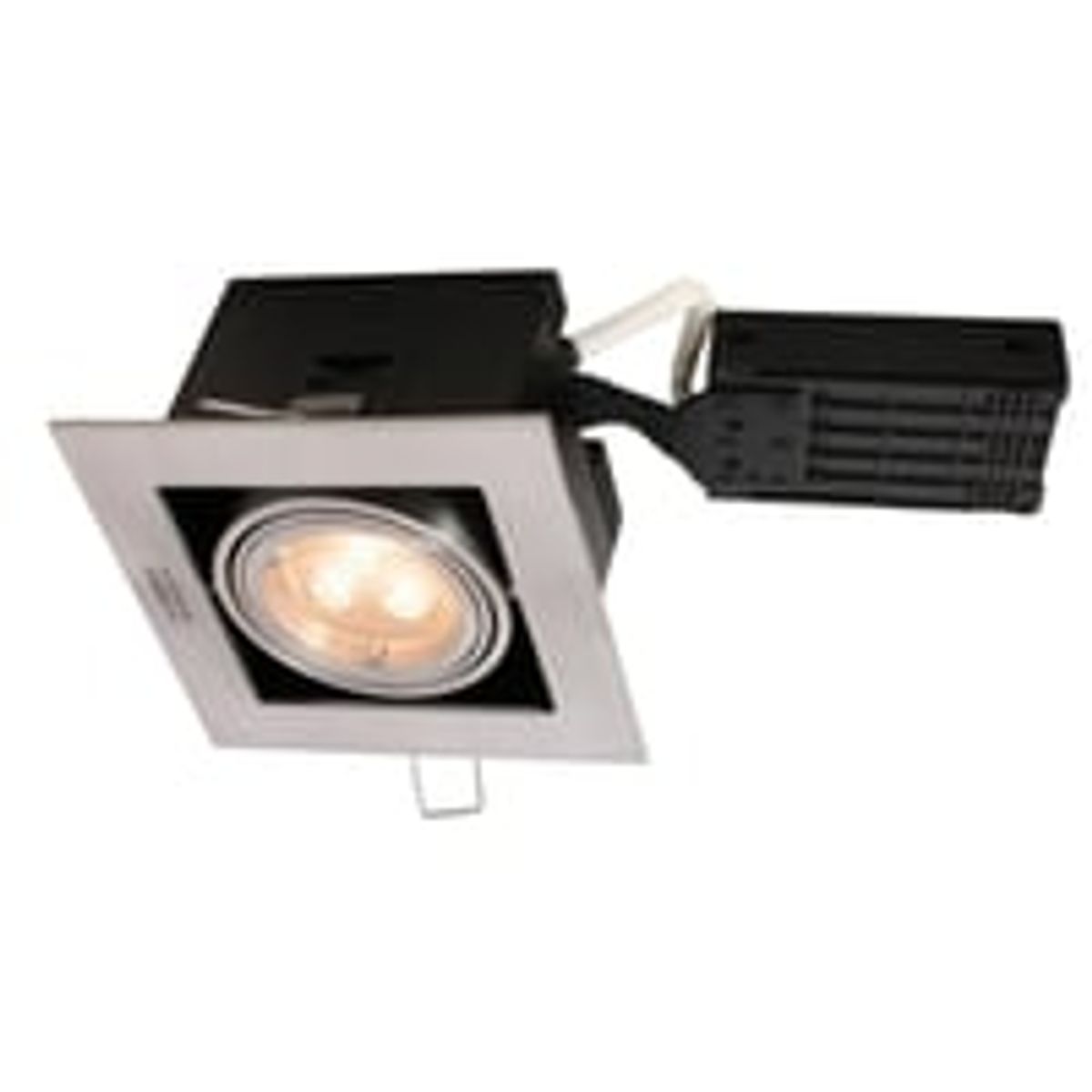 Nordtronic Perla indbygningsspot, GU10, 230V LED (firkantet), brstet aluminium, inkl. Philips, 2700K, 380lm, CRI>80, 15.000 timer, ej dmpbar