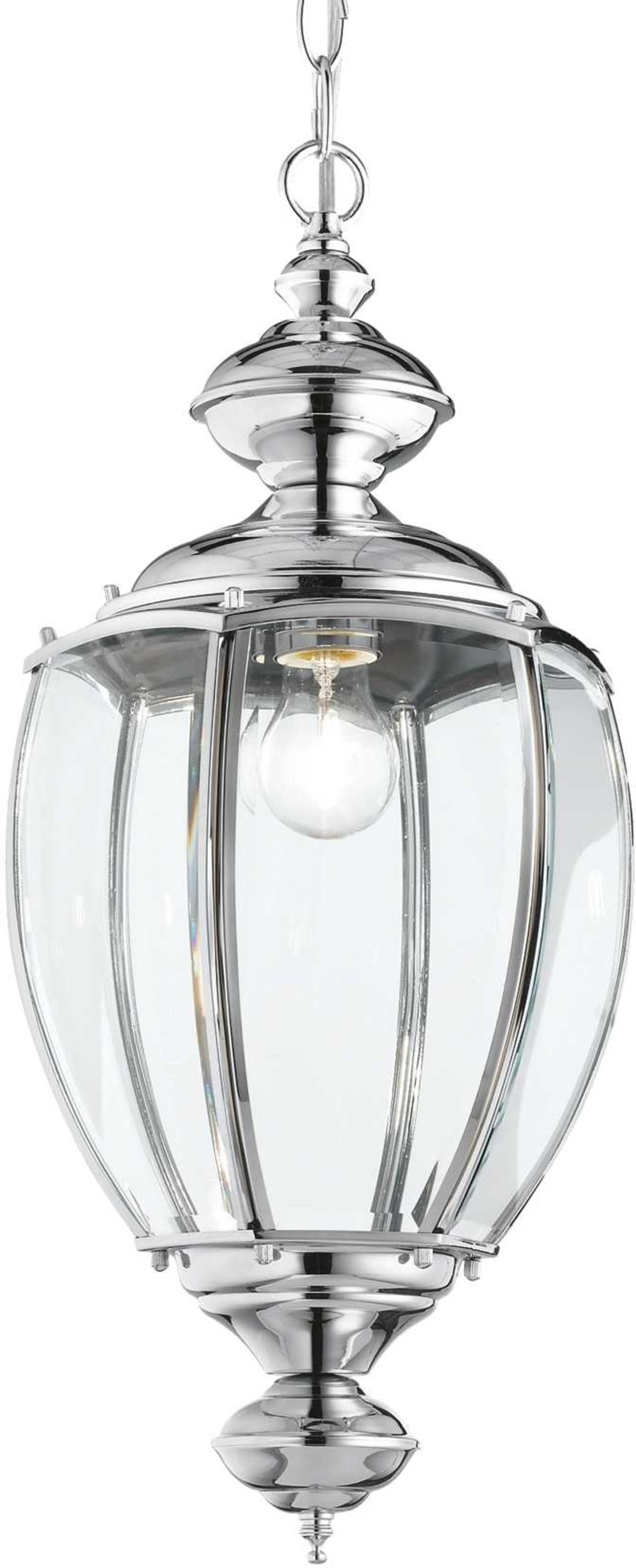 Norma, Pendel lampe, E27 max 1 x 60W, E27, krom, metal, glas, Ø250xHmin760/max1620mm