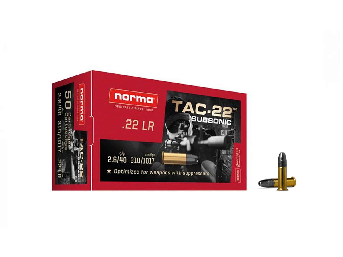 Norma Subsonic kal 22 lr 40 grain/2,6 gram 50 stk