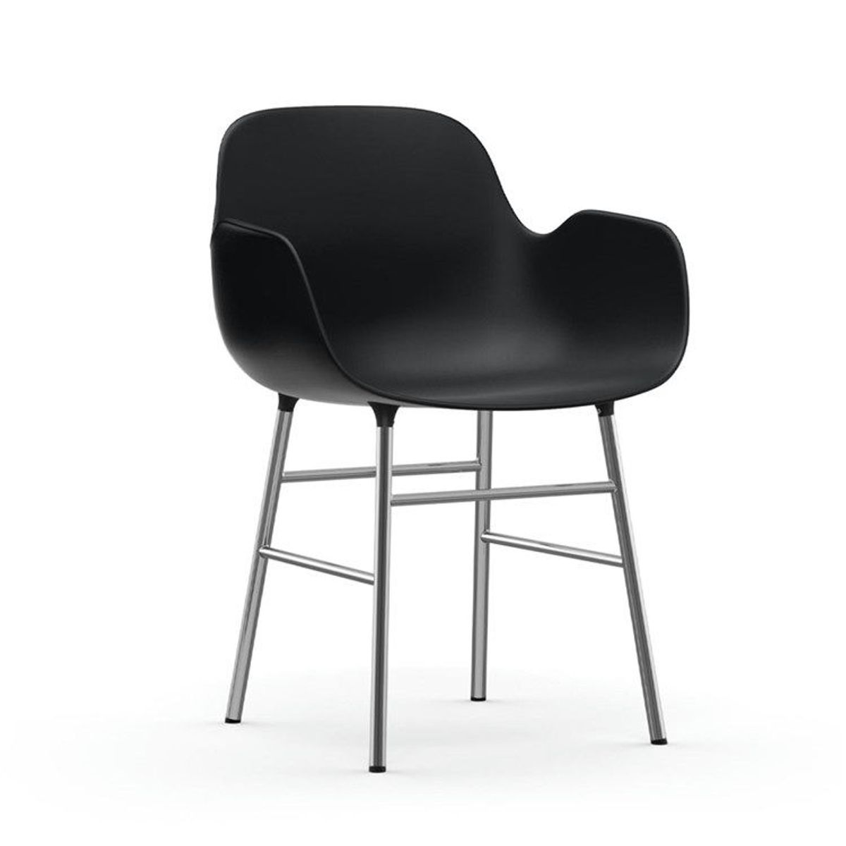 Normann Copenhagen Form Spisebordsstol m/armlæn Chrome Black