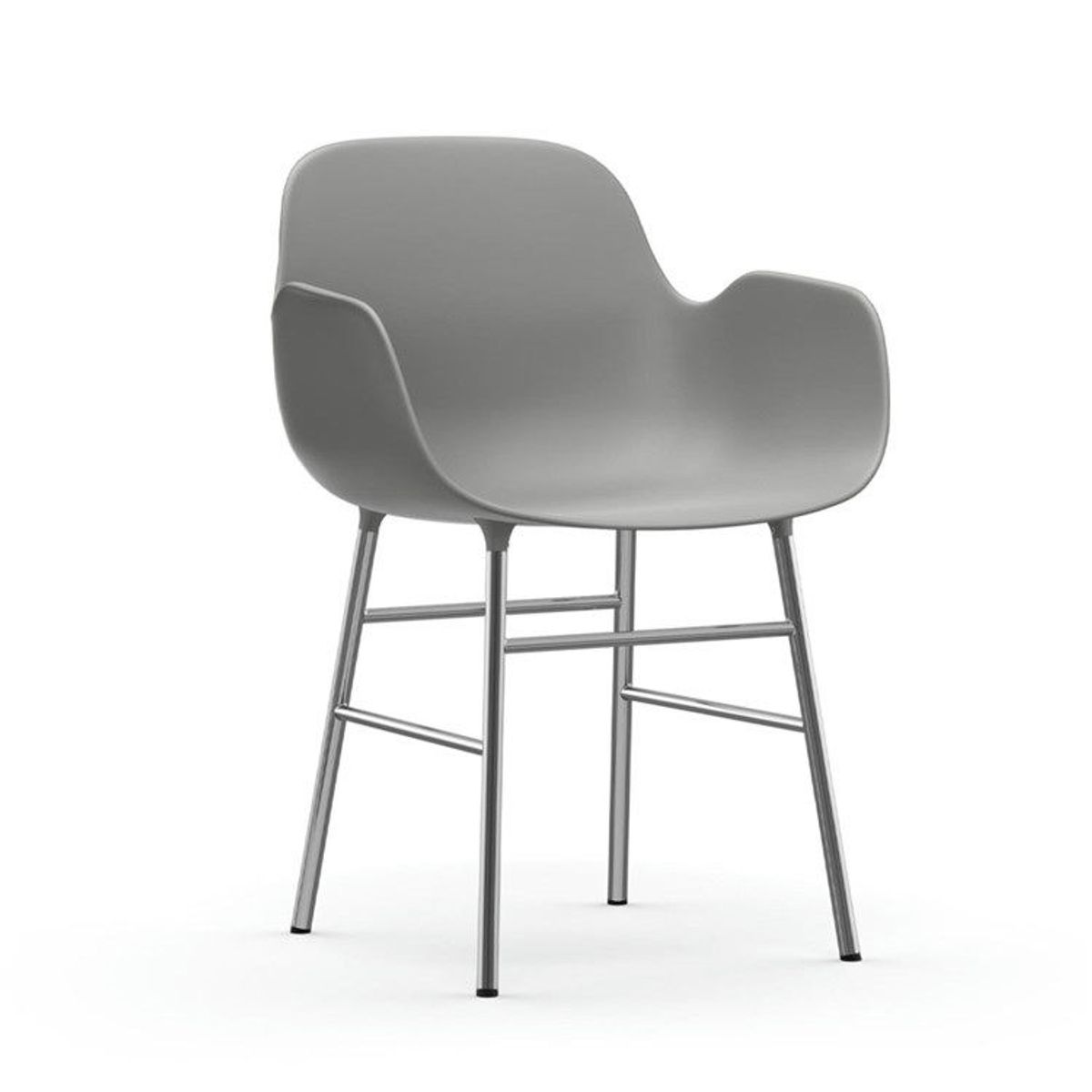 Normann Copenhagen Form Spisebordsstol m/armlæn Chrome Grey