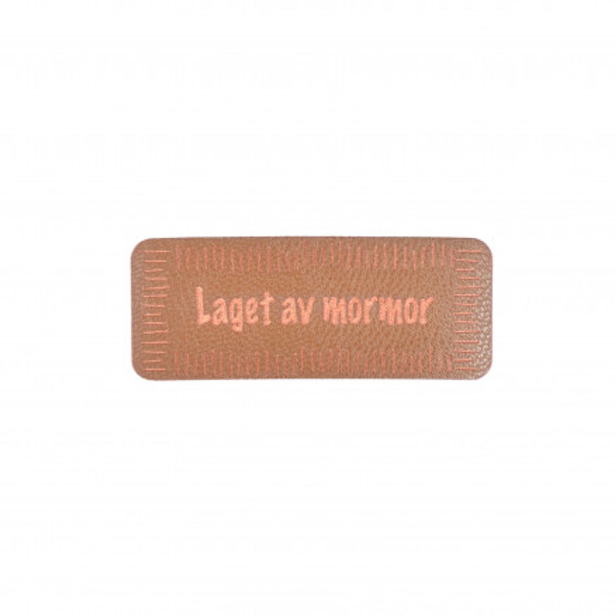 Norsk Label Laget av Mormor Imiteret læder Brun 5x2cm - 1 stk