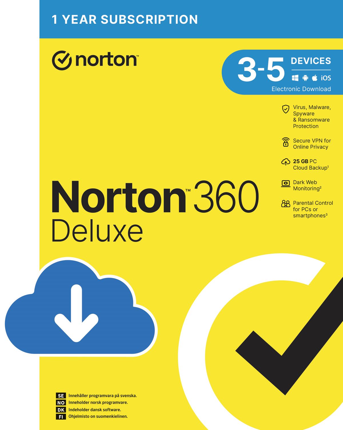 Norton 360 Deluxe - 3 enheder / 1 år