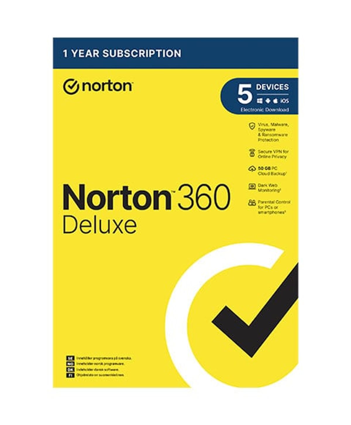 Norton 360 Deluxe med VPN - 25 - 50 GB backup - 3 enheder / 1 år