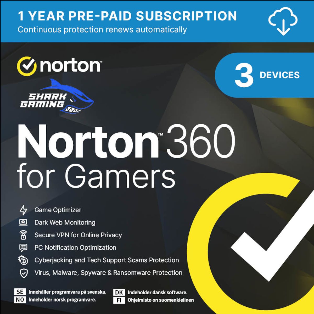 Norton 360 for Gamers 3 enheder 1 år