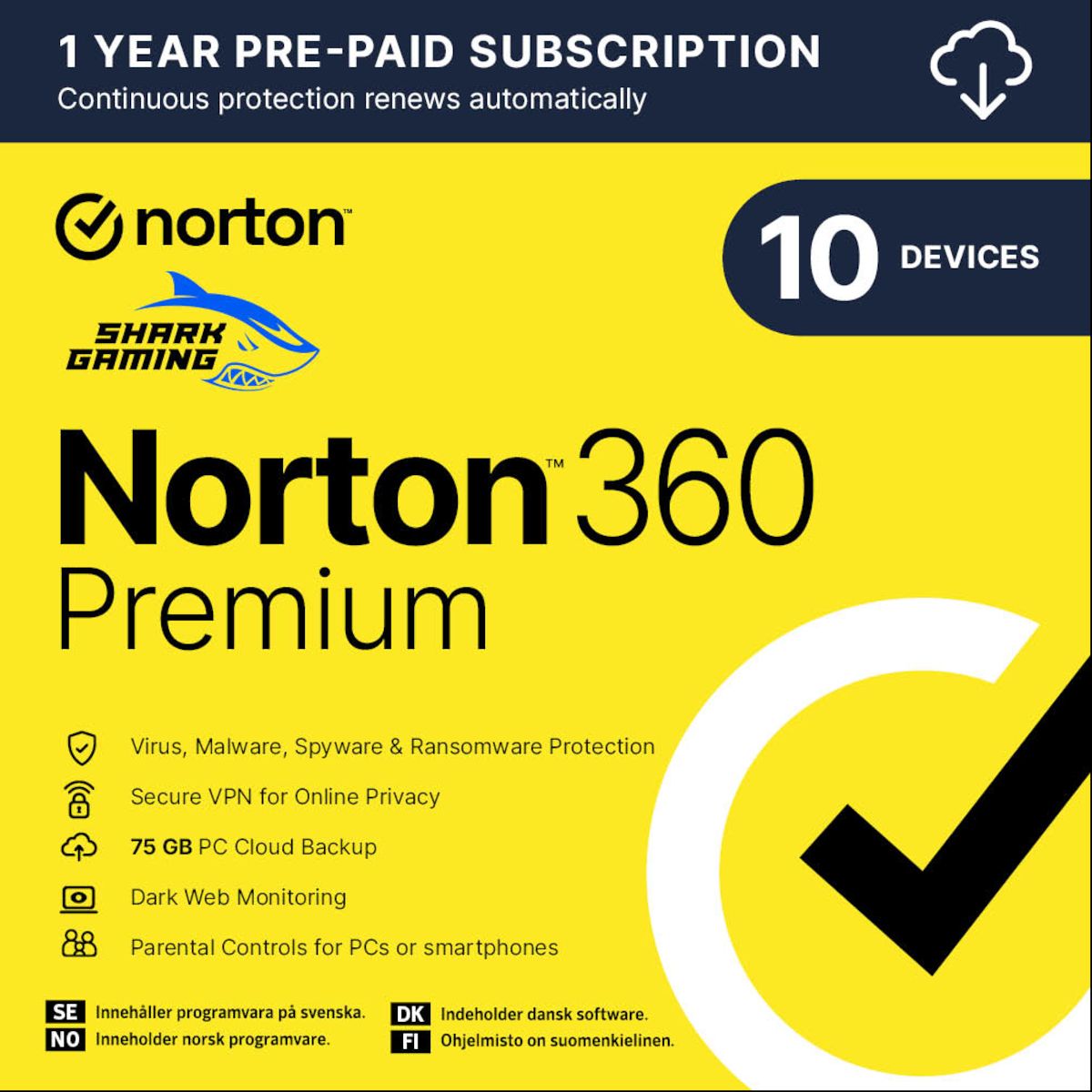 Norton 360 Premium 10 enheder 1 år