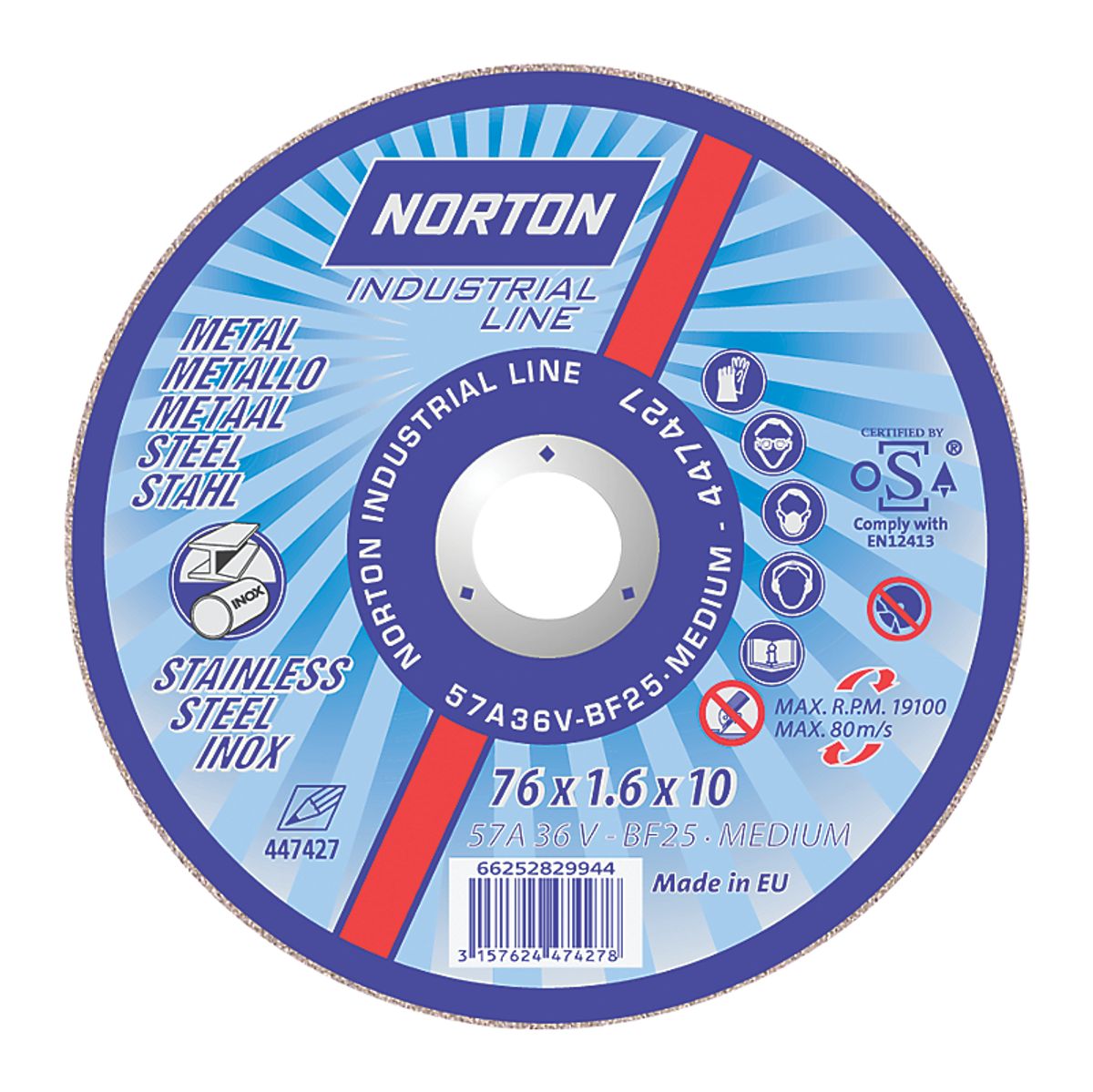 Norton skæreskive 150x3,2x22,2 mm til jern og rustfrit stål T42 A24R