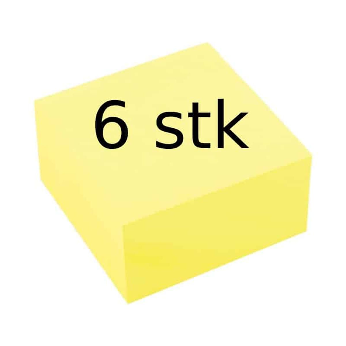 Notes blok alternativ til Post-it 6 stk. Gul med 400 sider pr blok 76x76mm