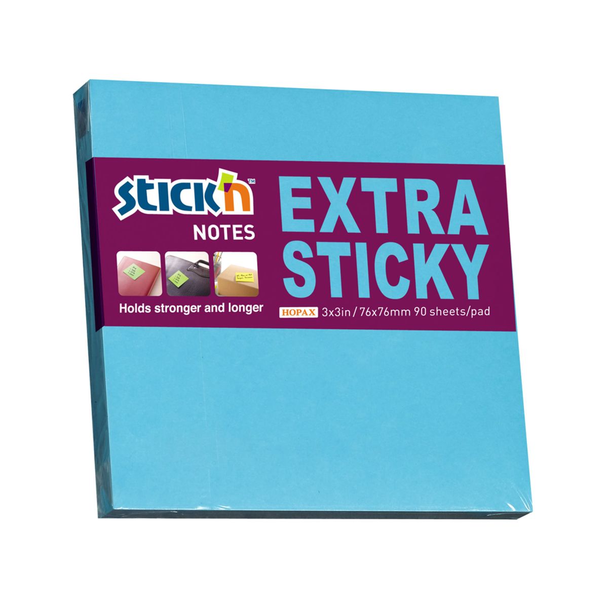 Notes Stick'n 76x76mm. Ekstra Sticky blå