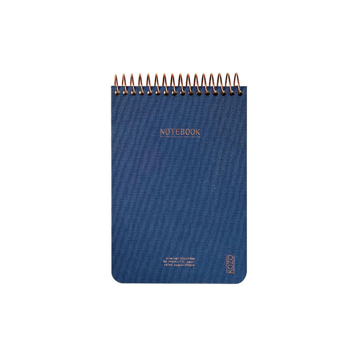 Notesblok Kozo Premium A6 100 g Linjeret Navy