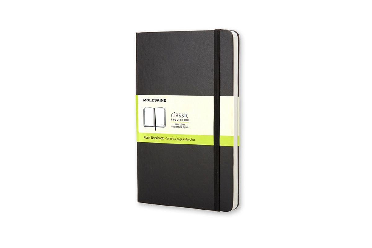 Notesbog Moleskine large sort m/240 blanke ark hard cover