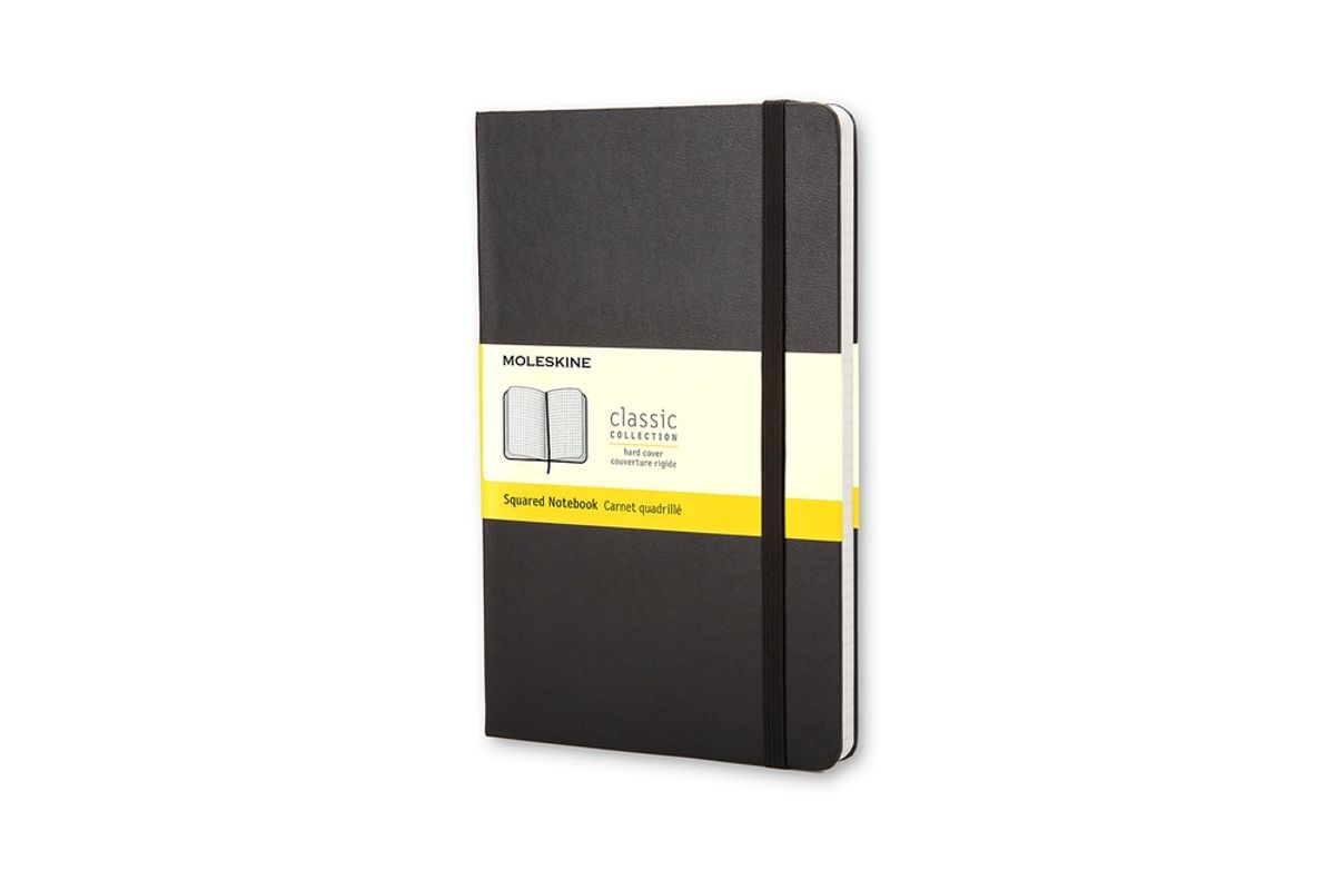 Notesbog Moleskine large sort m/240 kvadrerede ark hard