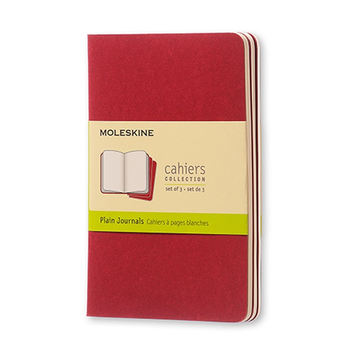 Notesbog Moleskine pocket cahiers rød 3 stk m/64 blanke ark