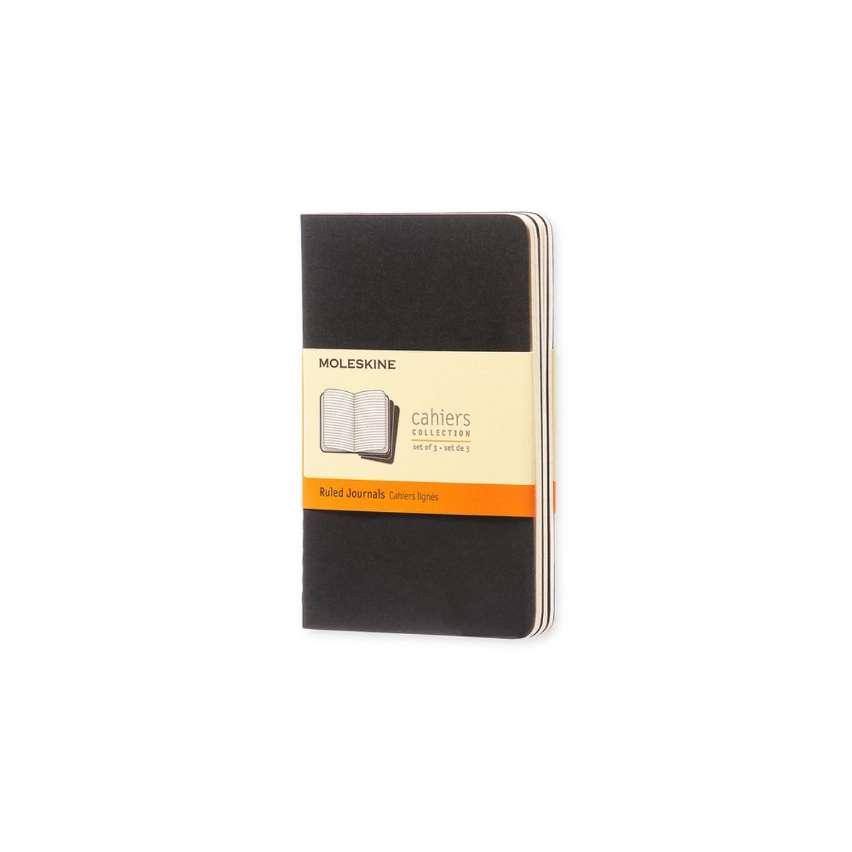 Notesbog Moleskine pocket cahiers sort 3 stk m/64 linjerede