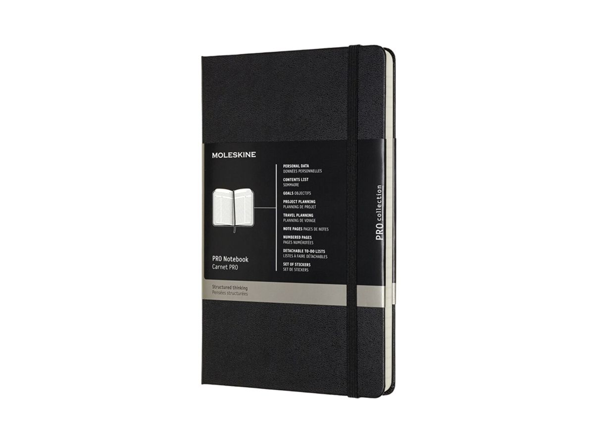 Notesbog Moleskine | Pro Hard | Linjeret | XL | Sort