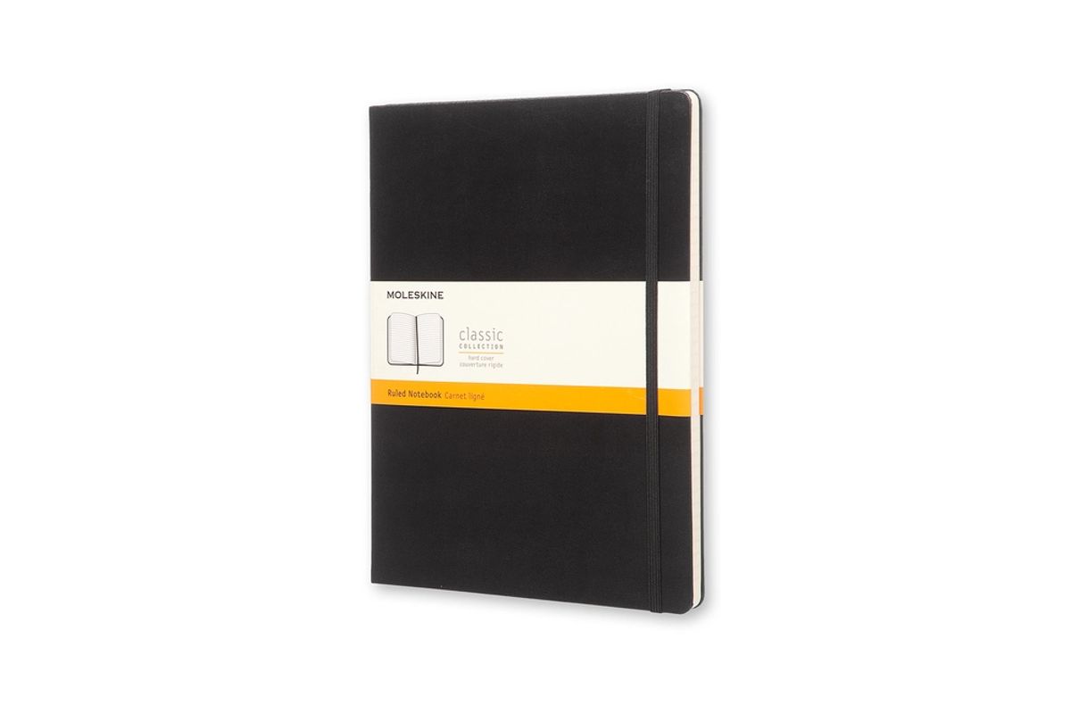 Notesbog Moleskine x-large sort m/192 linjerede ark hard