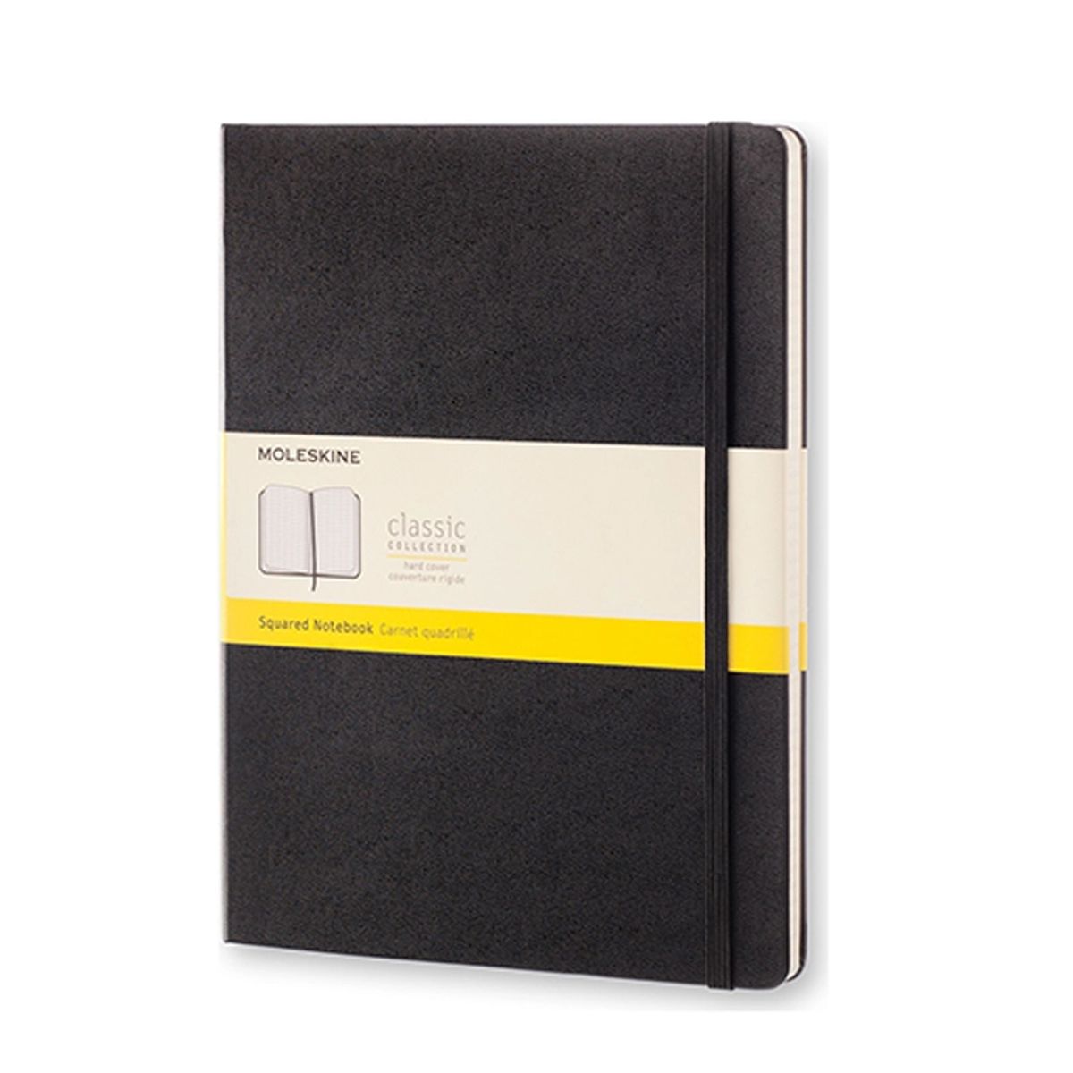 Notesbog Moleskine xl sort m/192 kvadrerede ark hard