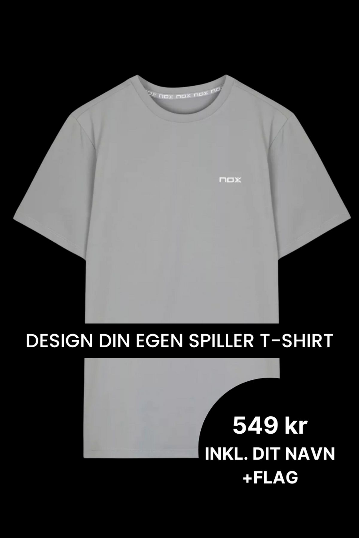 NOX Team T-shirt - Grå - Spiller t-shirt med navn -