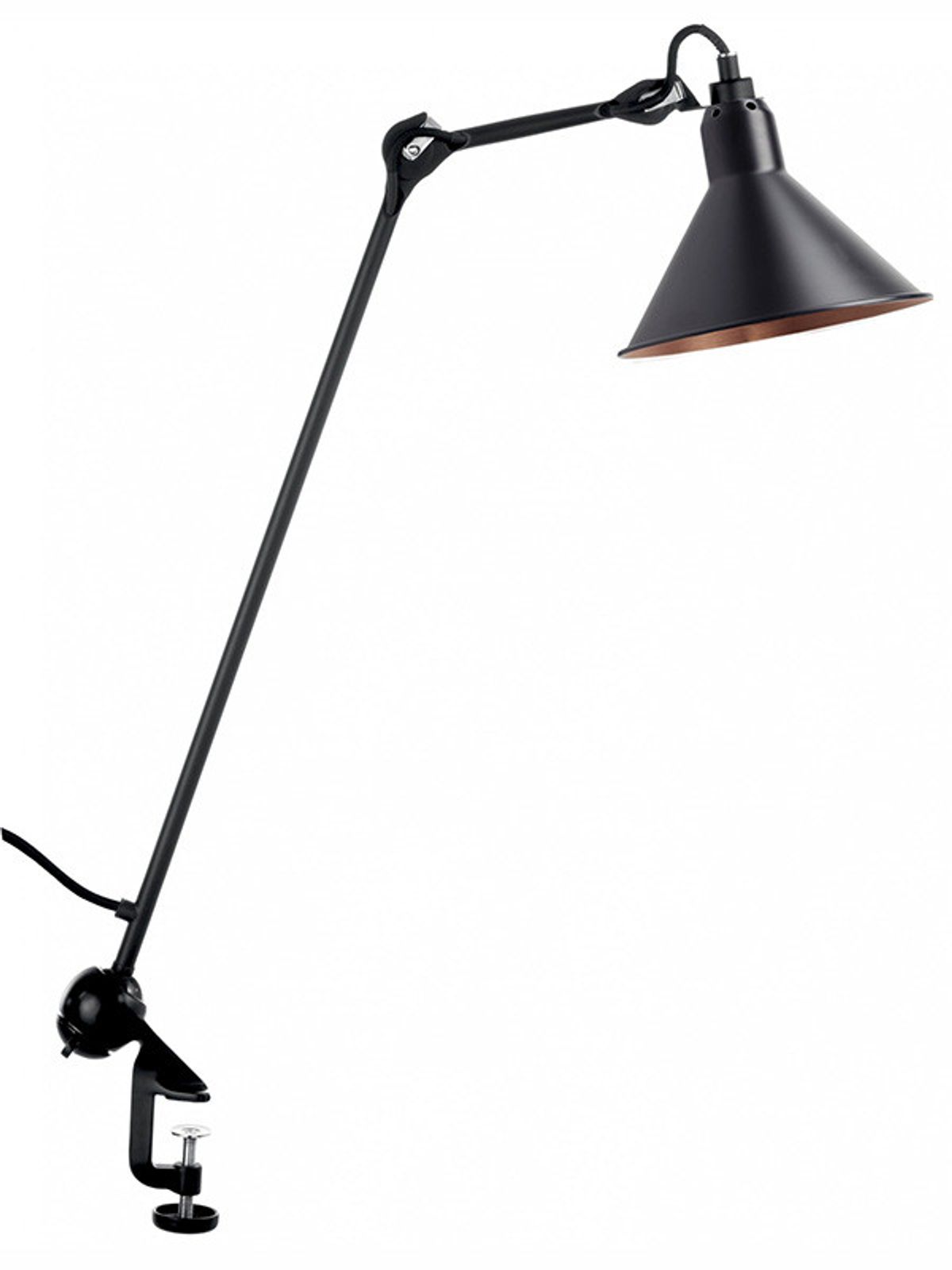 Nr. 201 bordlampe fra Lampe Gras (Sort stel, Sort/kobber inderside)