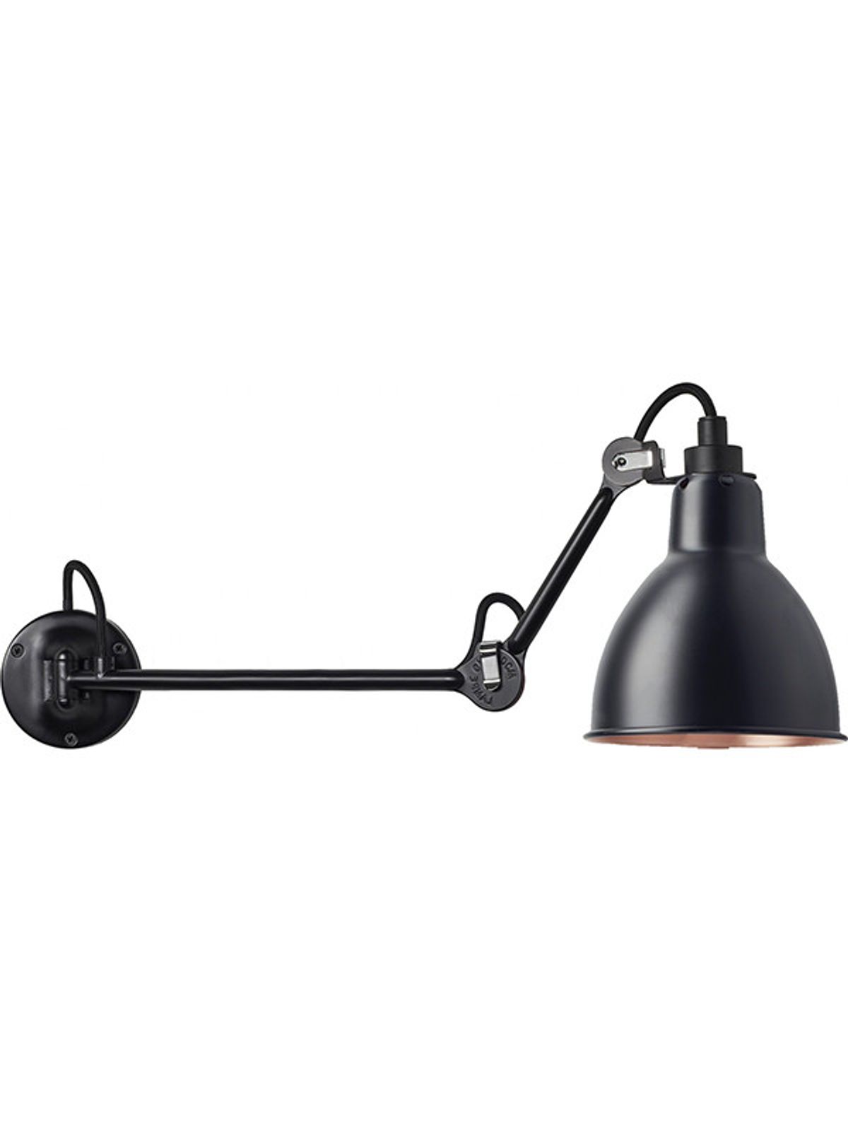 Nr. 204 L40 væglampe fra Lampe Gras (Sort/kobber inderside)