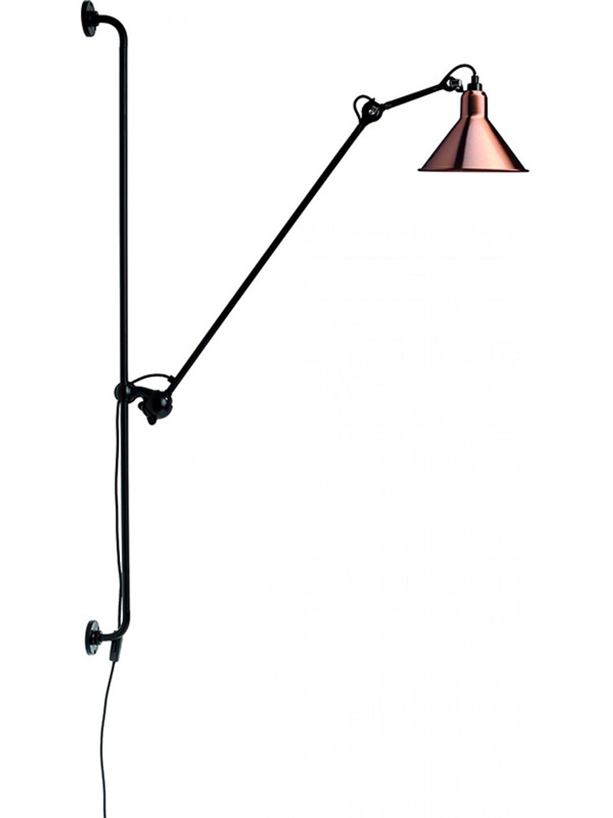 Nr. 214 væglampe fra Lampe Gras (Sort stel, Kobber)