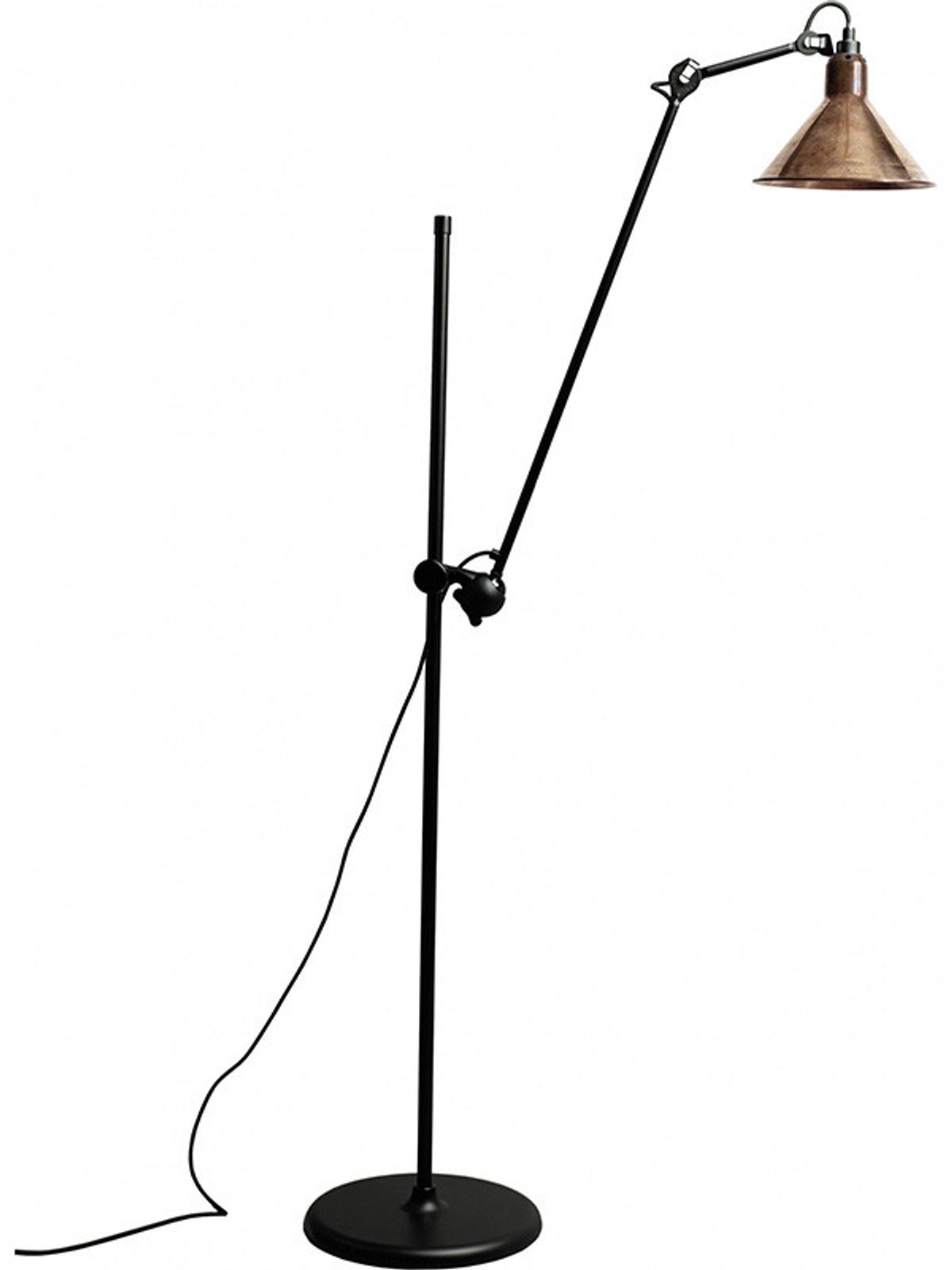 Nr. 215 gulvlampe fra Lampe Gras (Sort stel, Rå kobber)