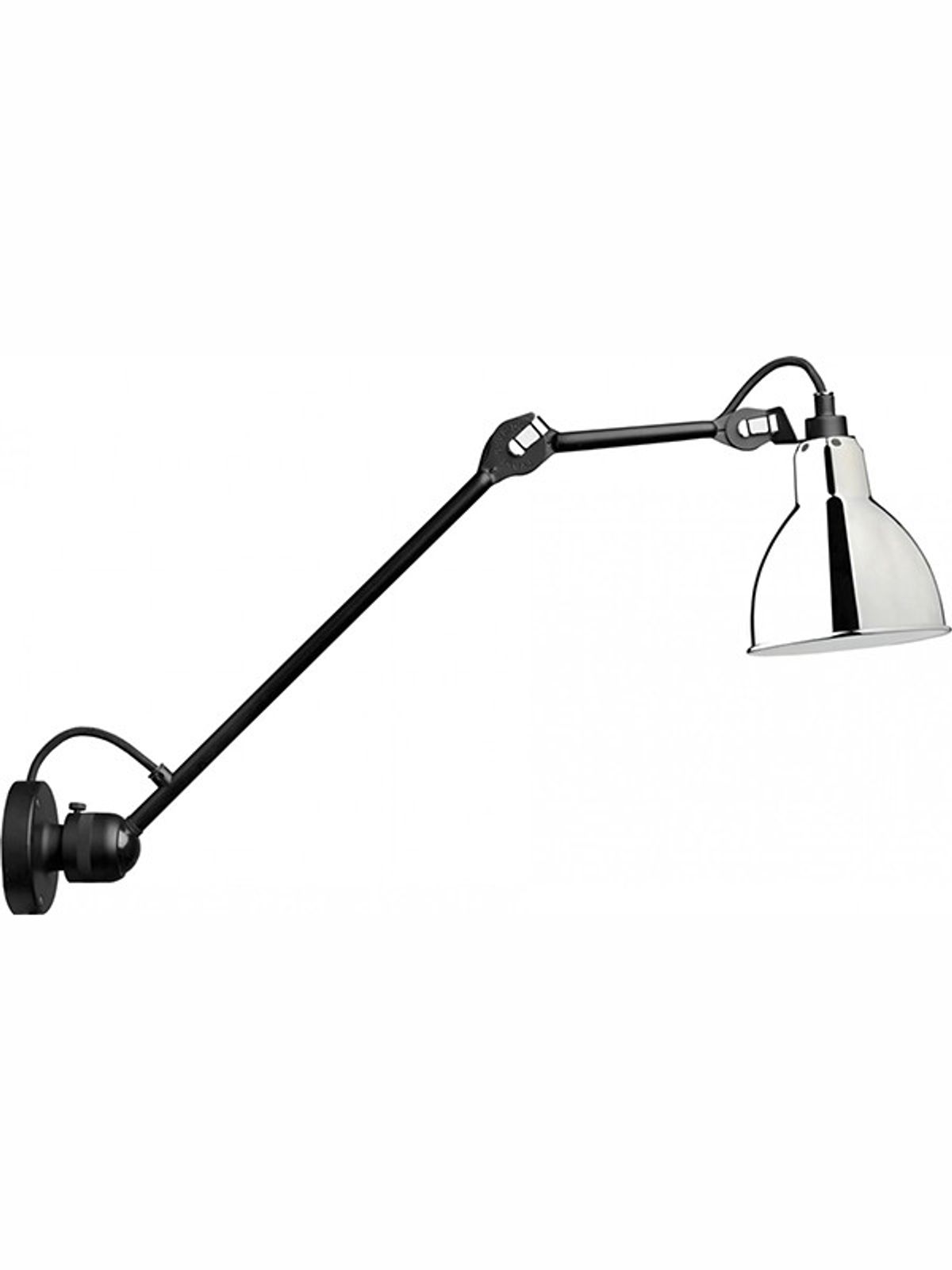 Nr. 304 L40 væglampe fra Lampe Gras (Sort stel, Krom)