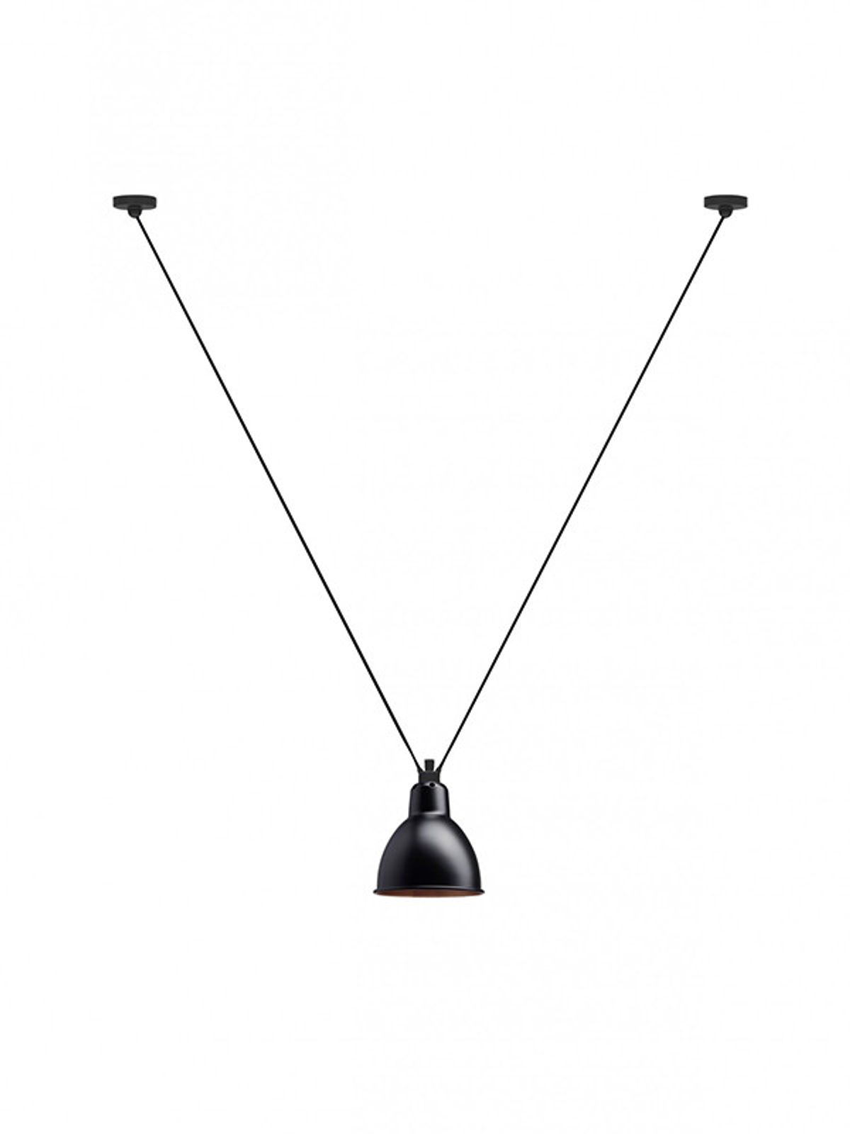 Nr. 323L Loftlampe fra Lampe Gras (Sort/kobber inders. / rund skærm)