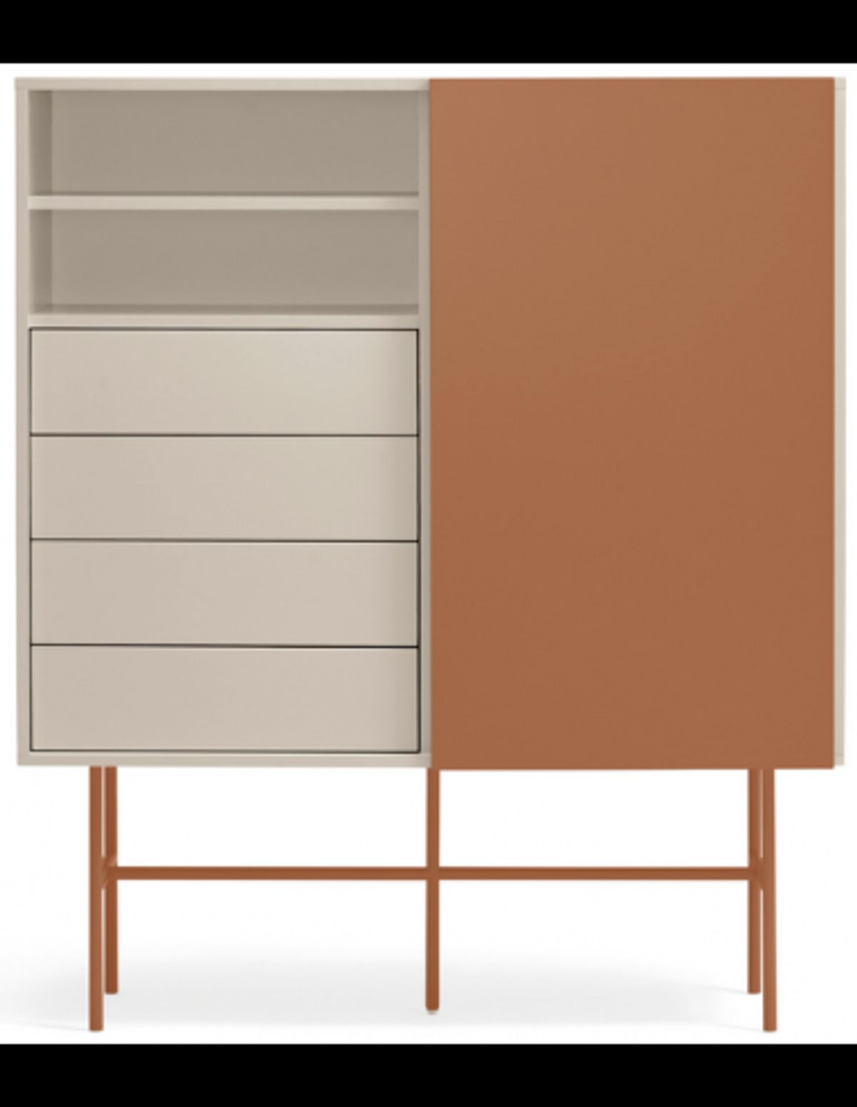 Nube highboard i metal og melamin H140 cm - Sand/Mat orange