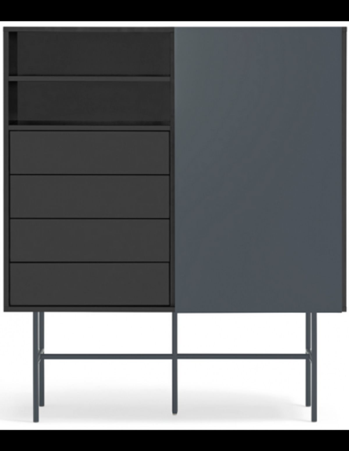 Nube highboard i metal og melamin H140 cm - Sort/Antracit