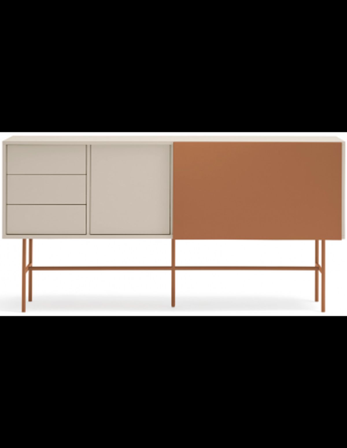 Nube sideboard i metal og melamin B180 cm - Sand/Mat orange