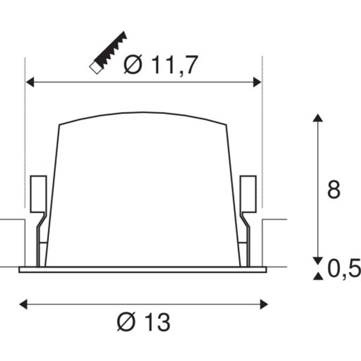 NUMINOS L, indbygningsspot, 25W, 3000K, 20°, hvid/sort