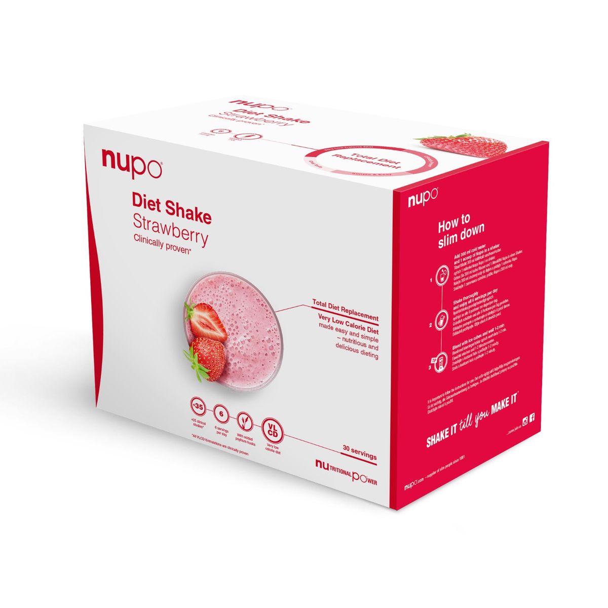 Nupo Diet Shake Strawberry - Value Pack (30 port.)