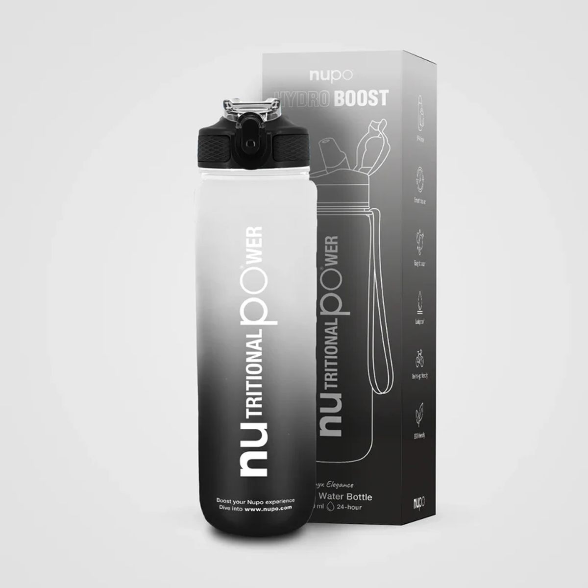 NUPO Smart Water Bottle Black, 1000ml.