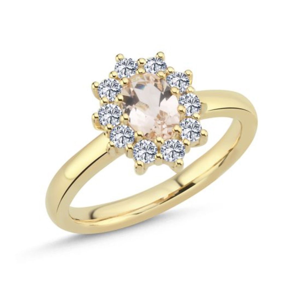 Nuran - Dawn ring m. morganit, 10x0,05 ct. w/si 14 kt. guld