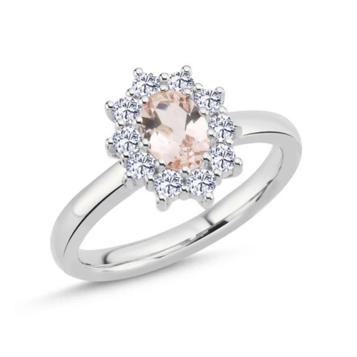 Nuran - Dawn ring m. morganit, 10x0,05 ct. w/si 14 kt. hvidguld