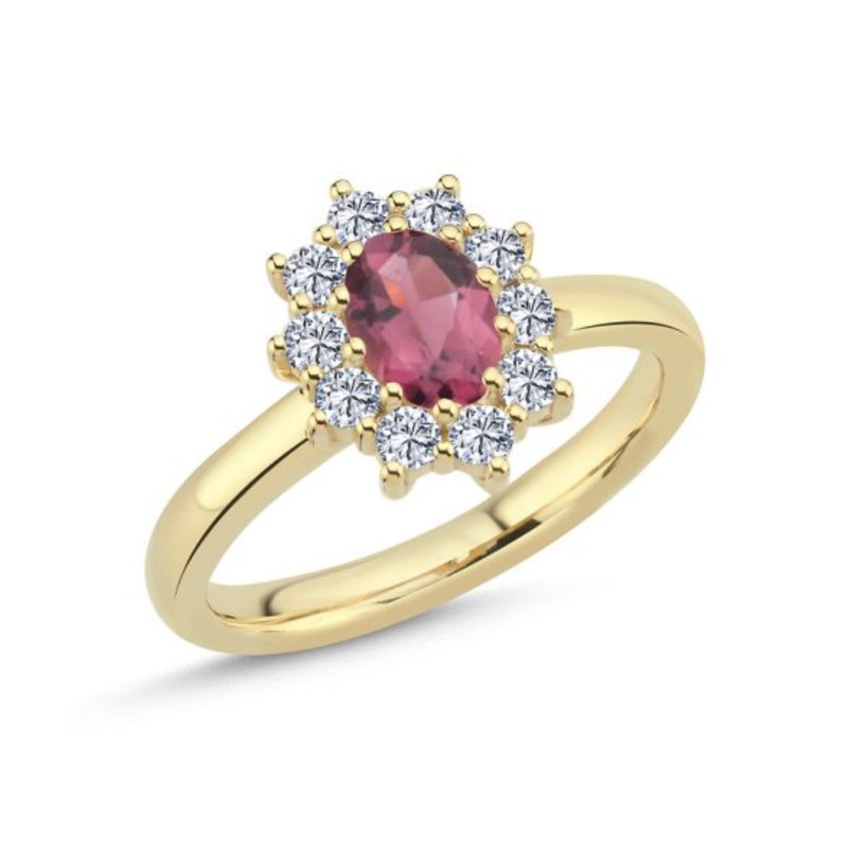 Nuran - Dawn ring m. pink turmalin, 10x0,05 ct. w/si 14 kt. guld